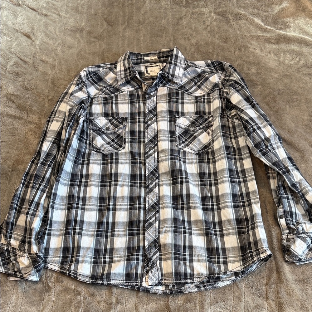 BKE Black and White Plaid Shirt